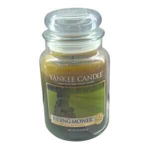 USED Yankee Candle Riding Mower 22 oz Large Jar Candle DISCONTINUED ~95% FULL